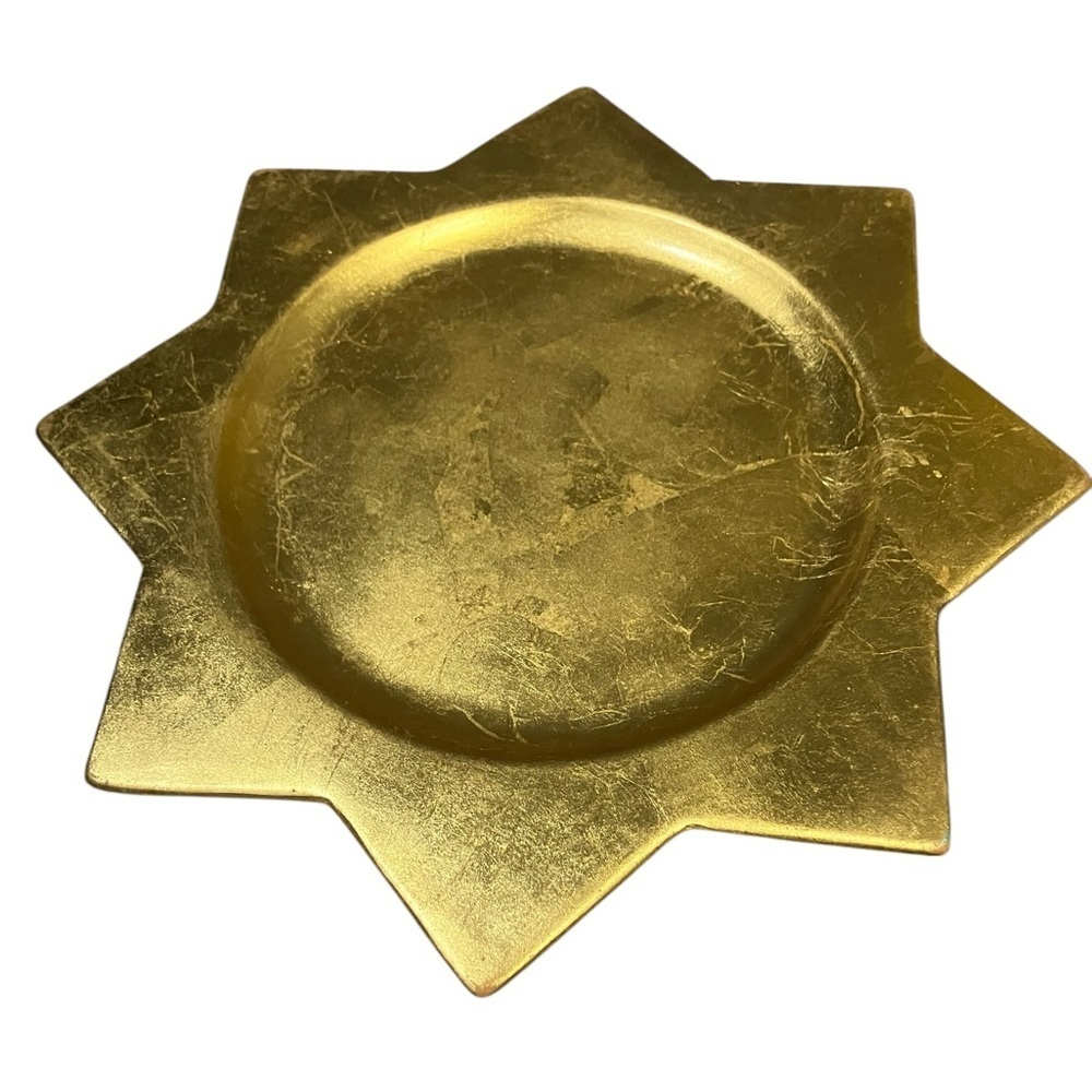 Gold Italian Star Plate Rustic Distressed Gold Leaf Finish Handcrafted 1…